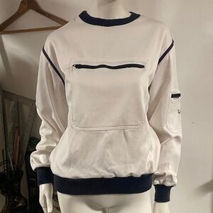 Christian Dior Vintage White Sweatshirt with Navy Accents